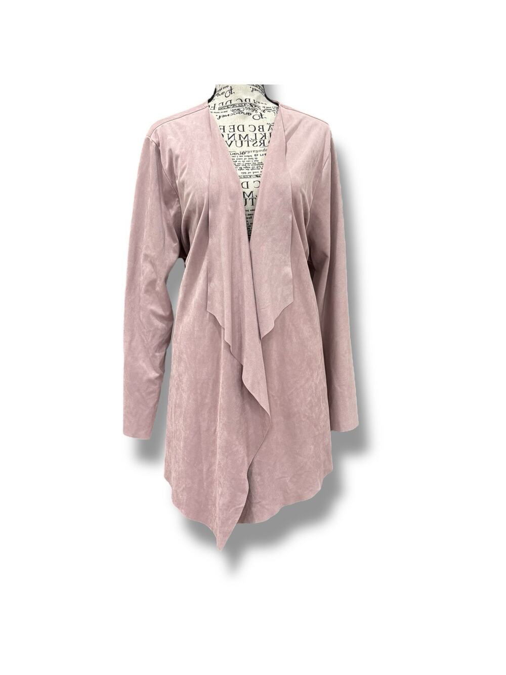 Soft Surroundings Size XL Pink Ultra Soft Faux Suede Waterfall Open Jacket